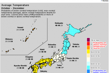 temperature 3 month forecast map Octber 2014 (JMA)